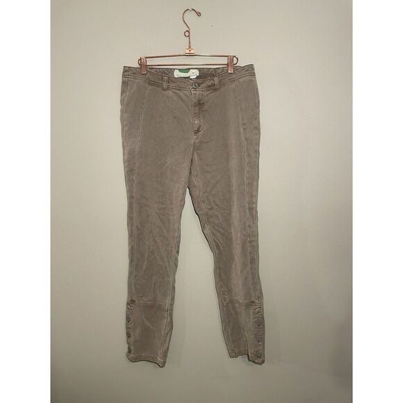 By Anthropologie Ona Skinny Leg Utility  Cropped Ankle Buttons Pants Size 30 Tan - Picture 3 of 6